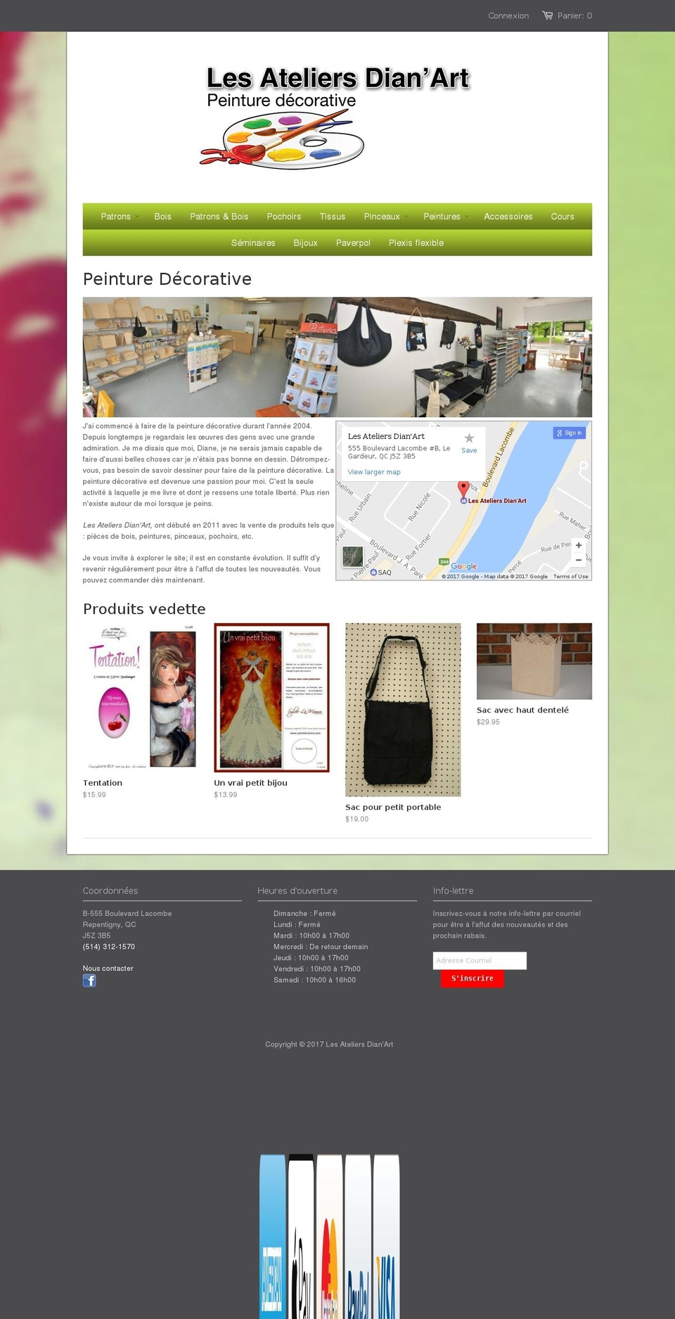 lesateliersdianart.com shopify website screenshot