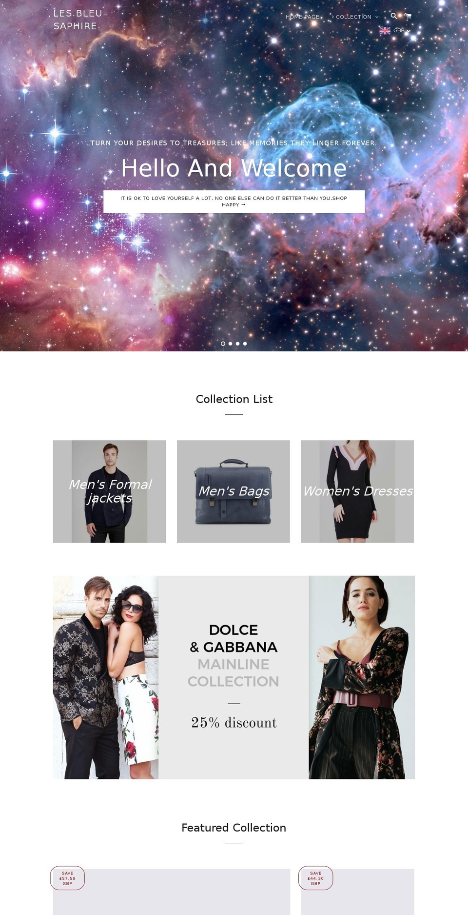 lesbleusaphire.com — Shopify storefront screenshot