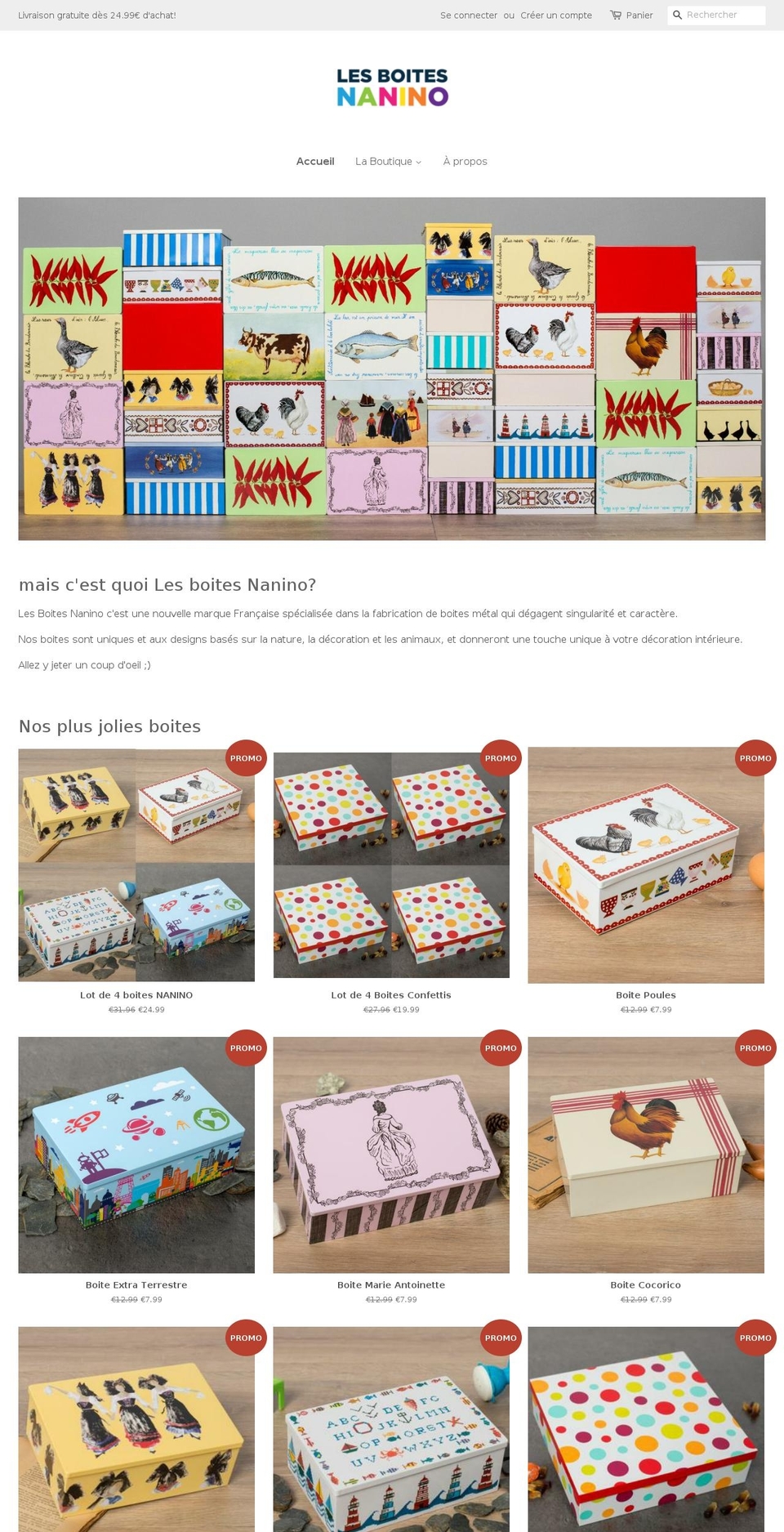 lesboitesnanino.com — Shopify storefront screenshot