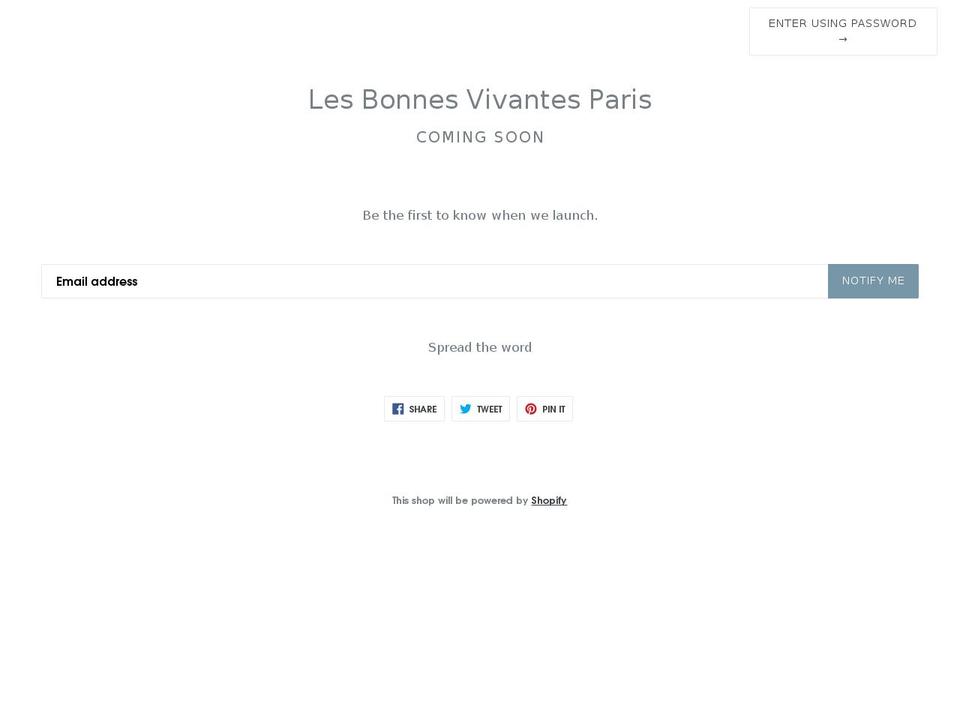 lesbonnesvivantesparis.com — Shopify storefront screenshot