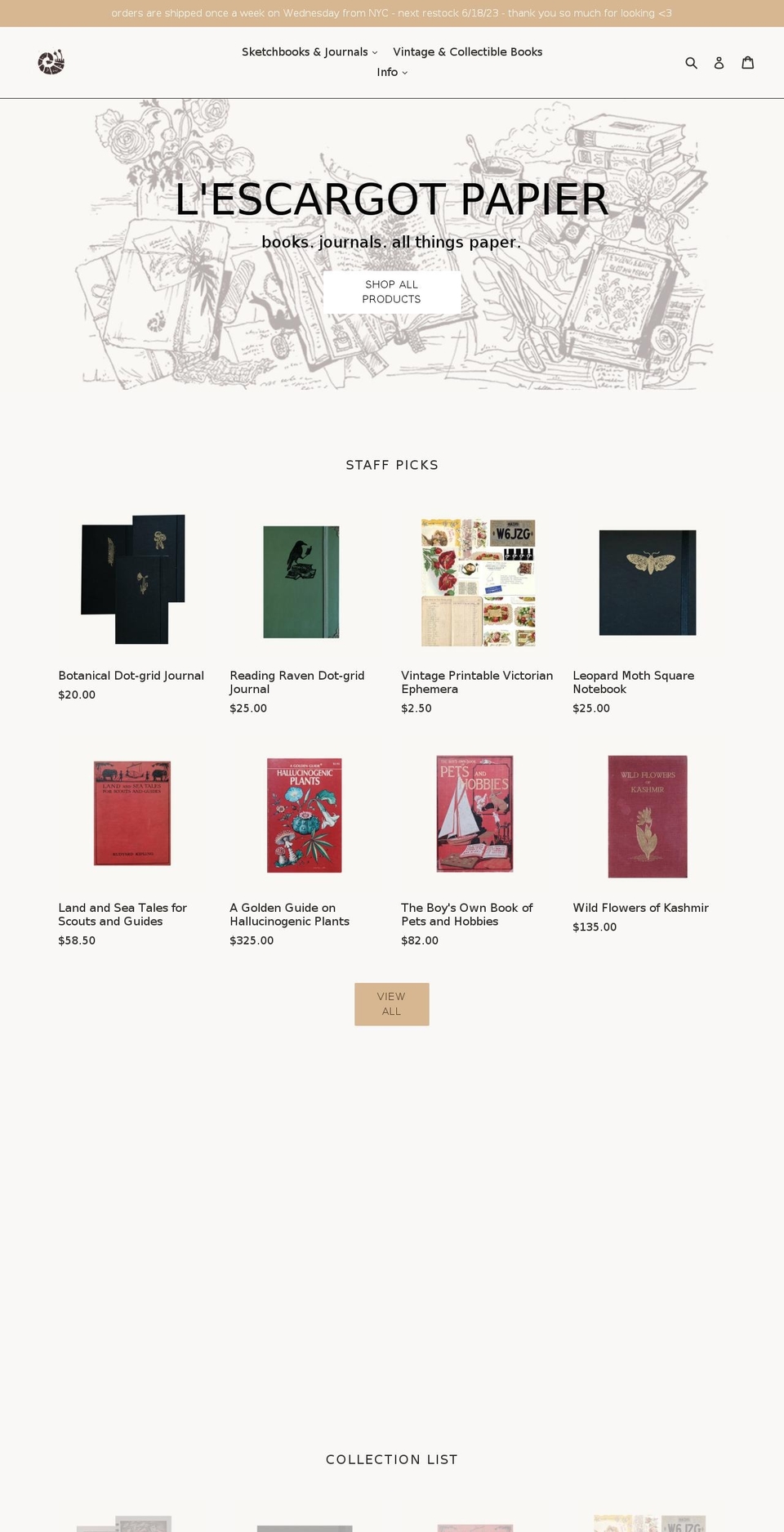 lescargot-papier.com shopify website screenshot