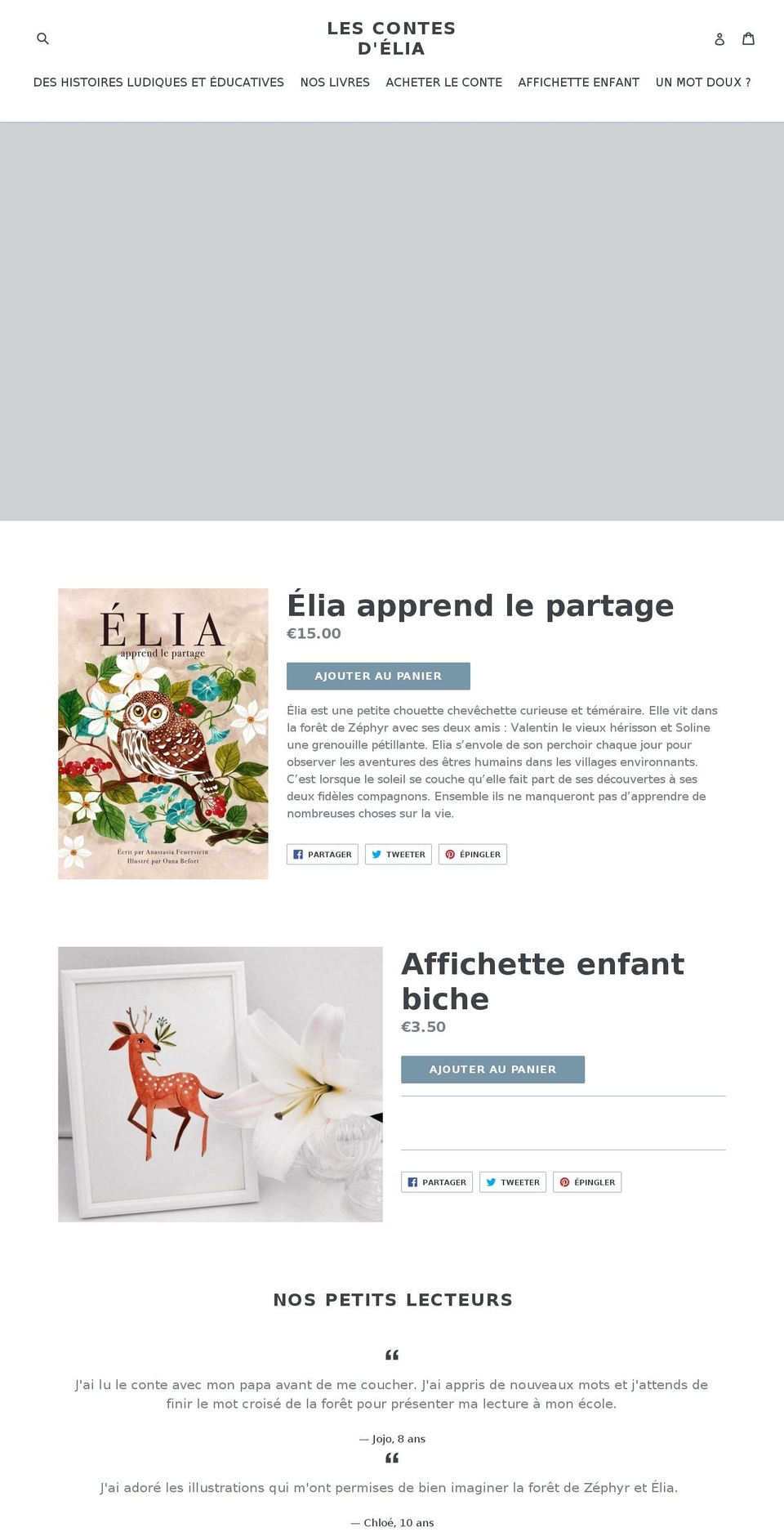 lescontesdelia.com — Shopify storefront screenshot