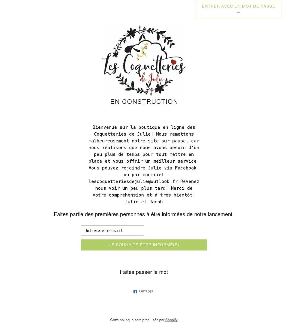 lescoquetteriesdejulie.com shopify website screenshot