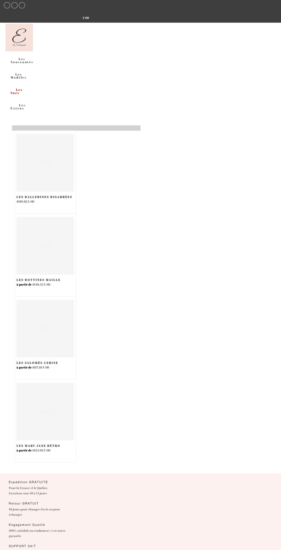 lesextravagantes.com shopify website screenshot