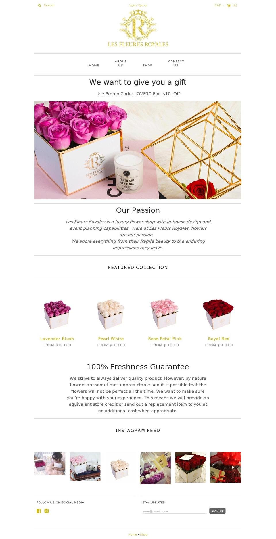 lesfleursroyales.com shopify website screenshot