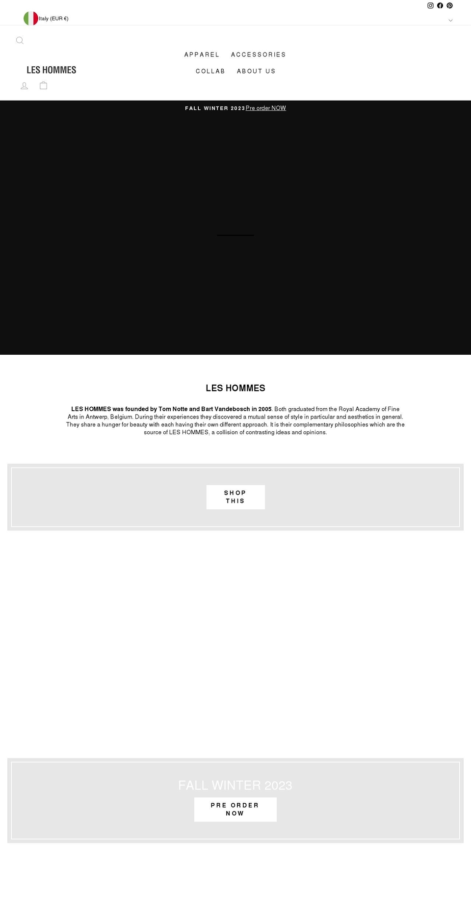 leshommes.com shopify website screenshot