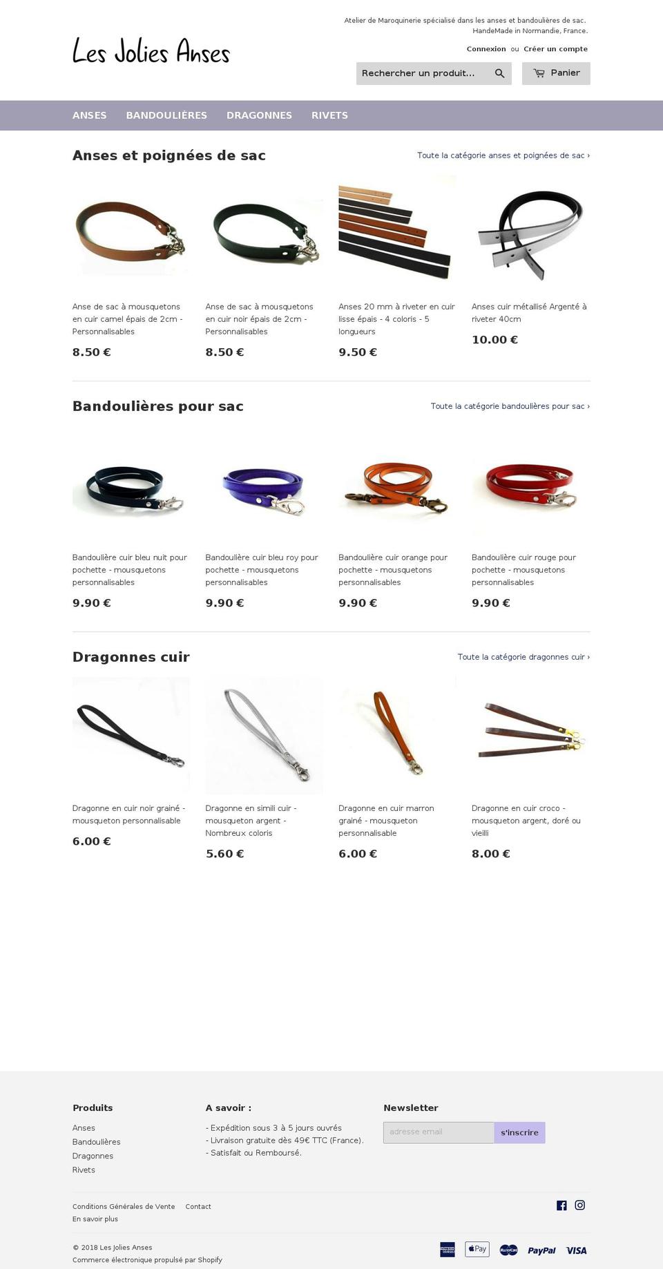 lesjoliesanses.com — Shopify storefront screenshot
