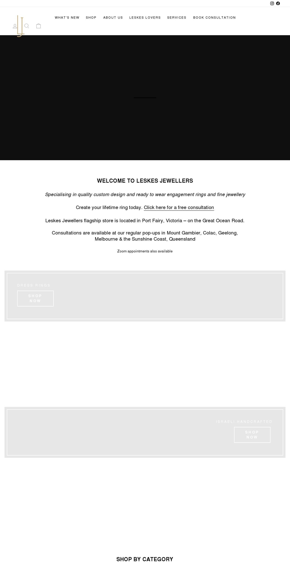 leskesjewellers.com.au shopify website screenshot