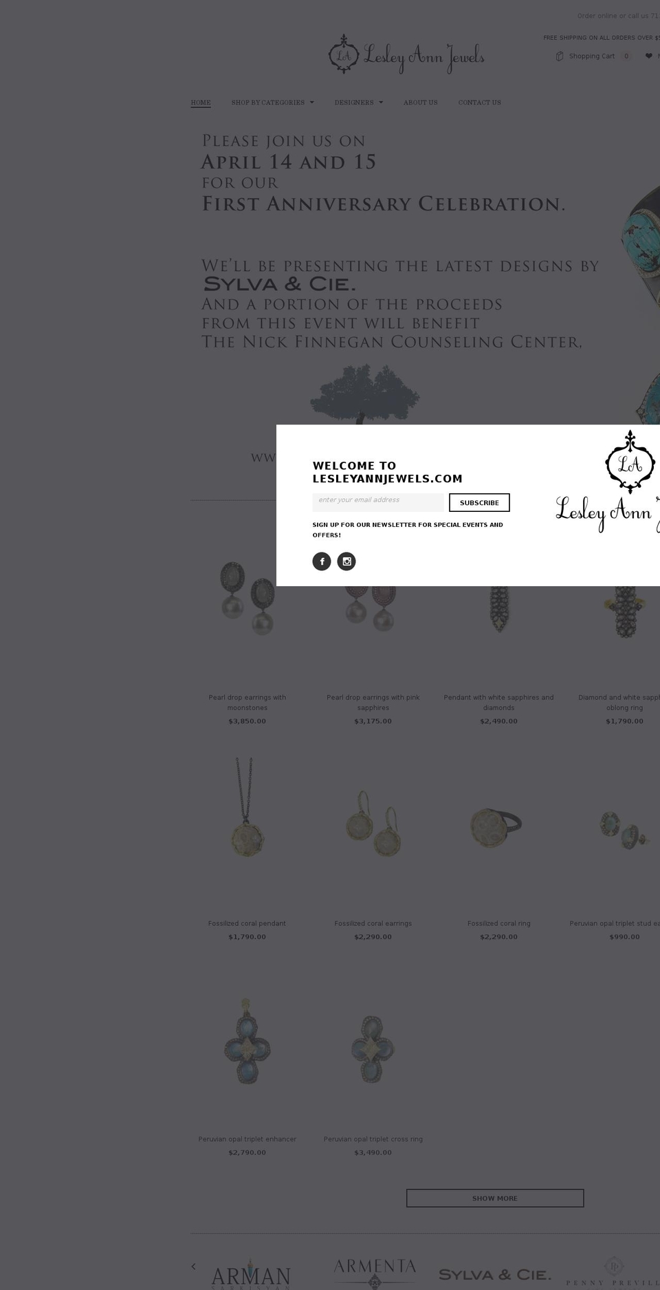 GemFind Silver Theme Shopify theme site example lesleyannjewels.com