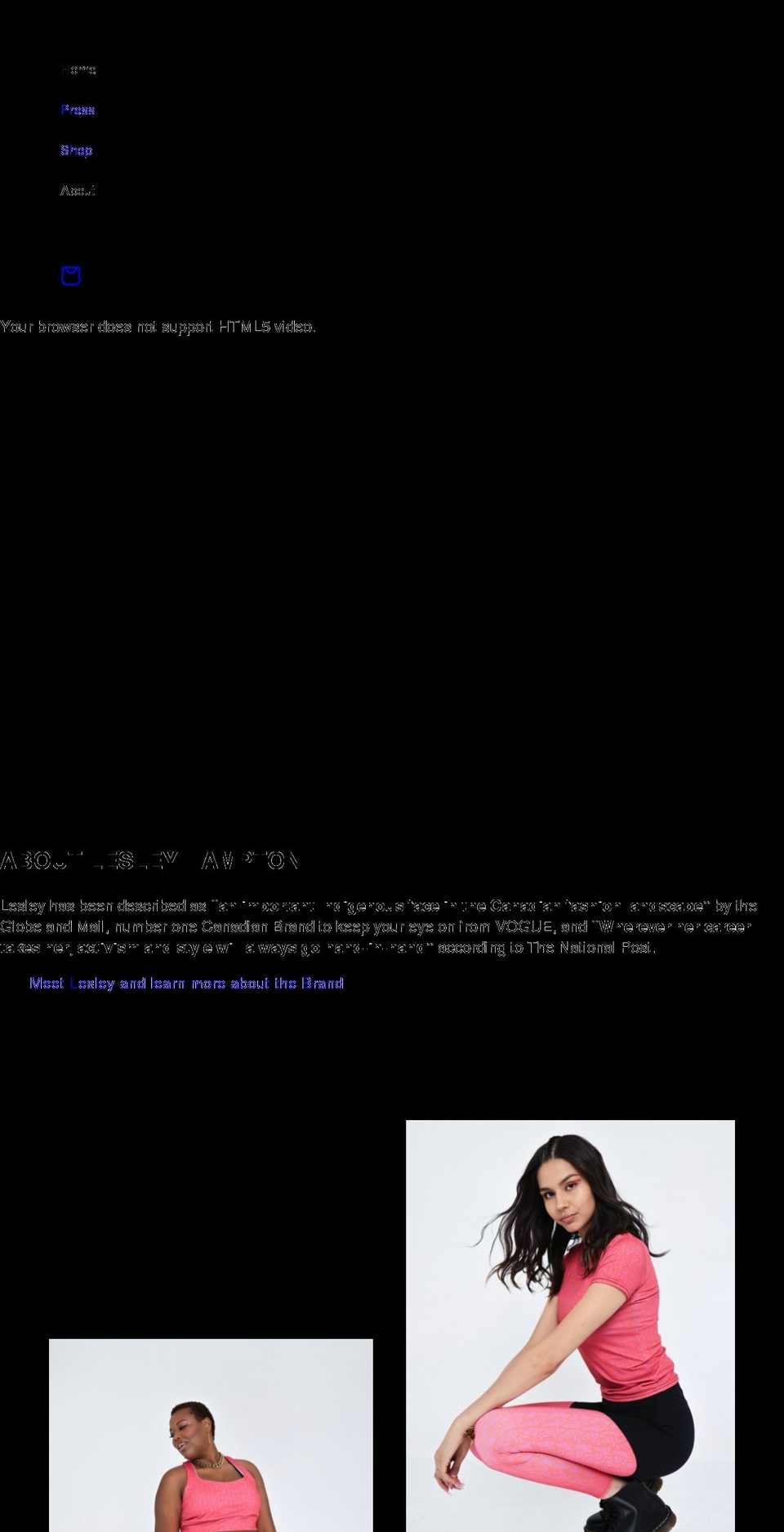 lesleyhampton.com shopify website screenshot