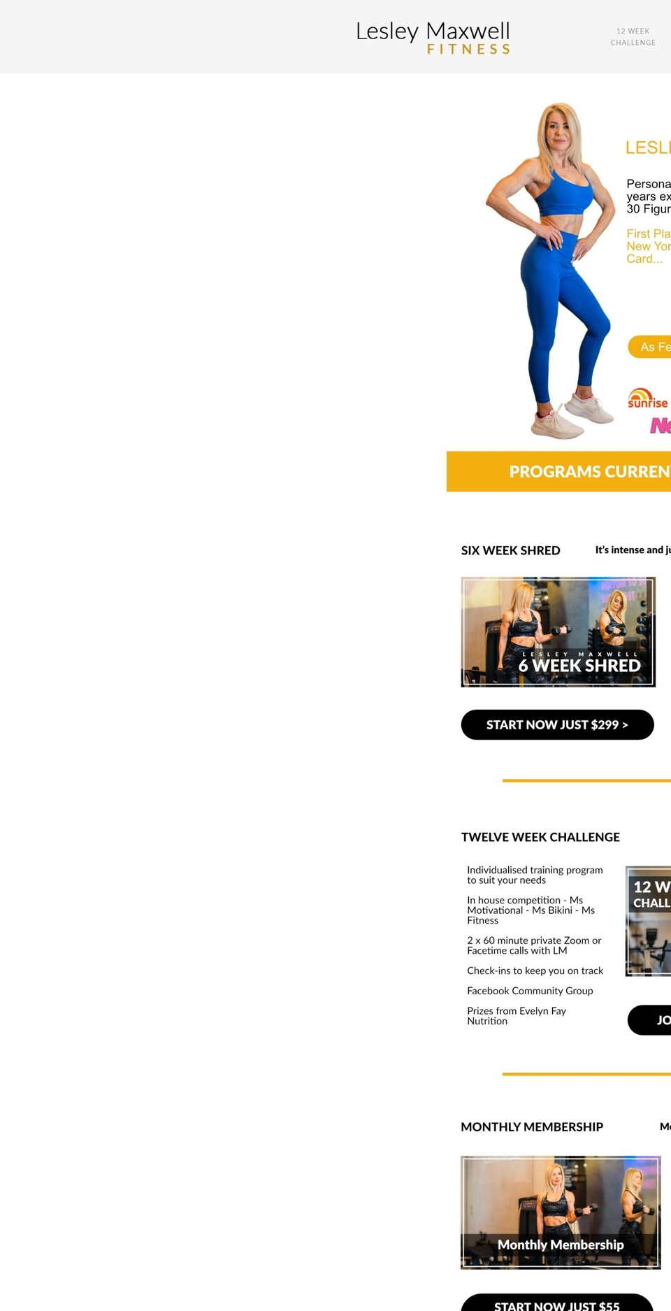 lesleymaxwell.fitness shopify website screenshot