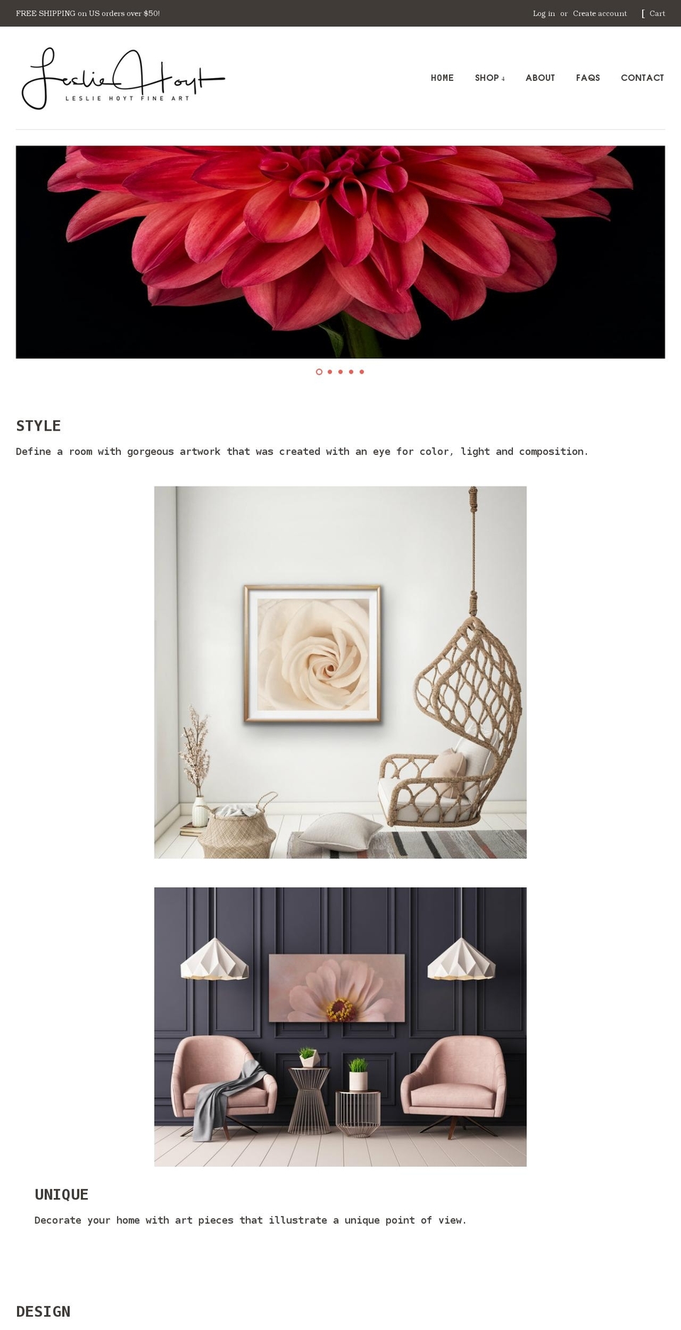 lesliehoyt.com shopify website screenshot