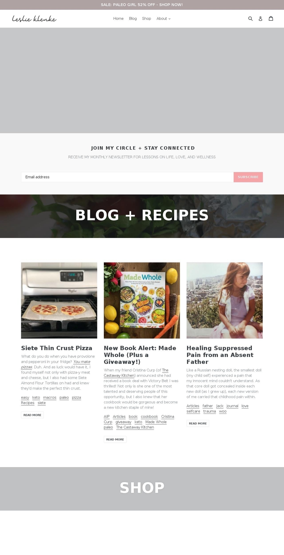 leslieklenke.com shopify website screenshot