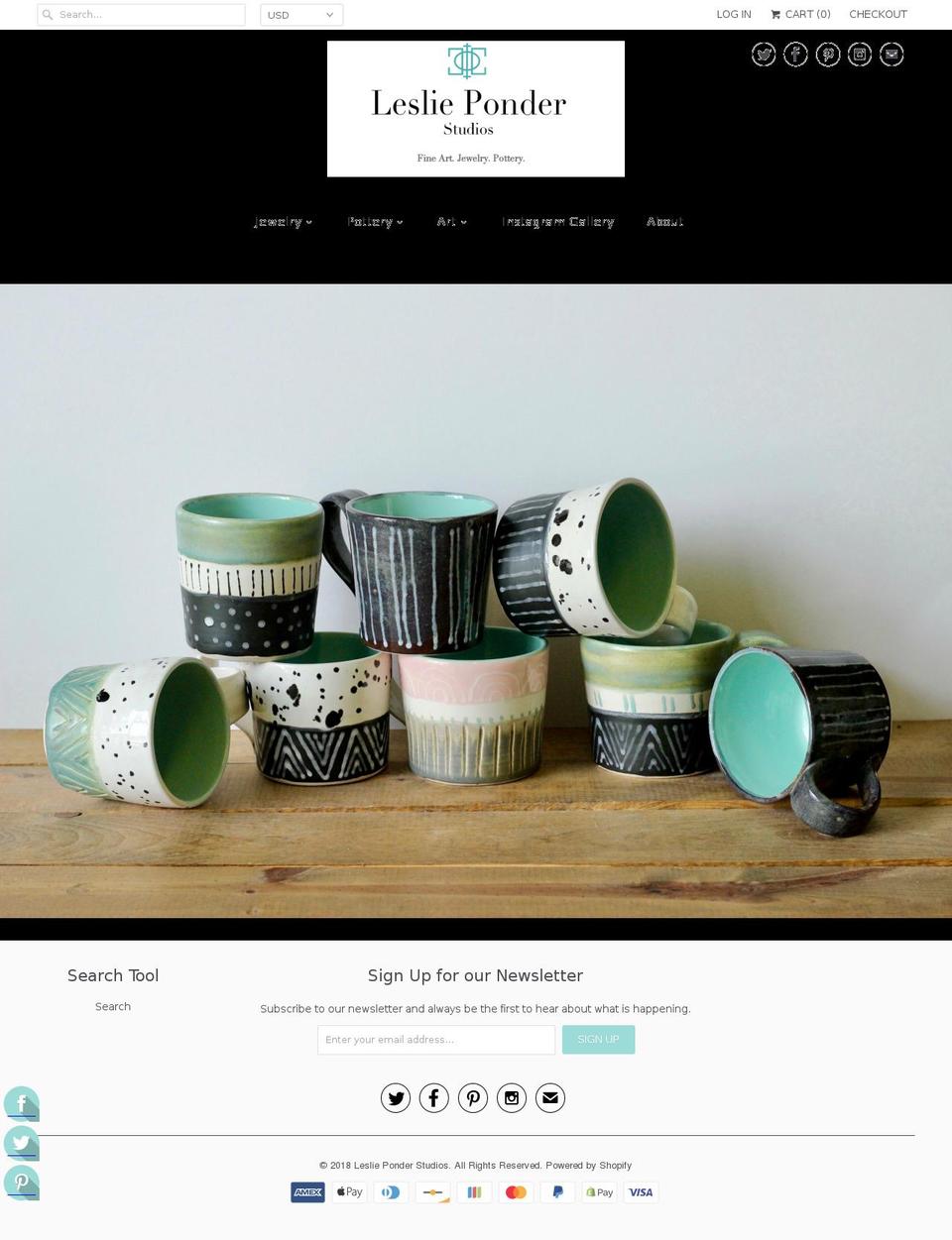 leslieponderstudios.com shopify website screenshot