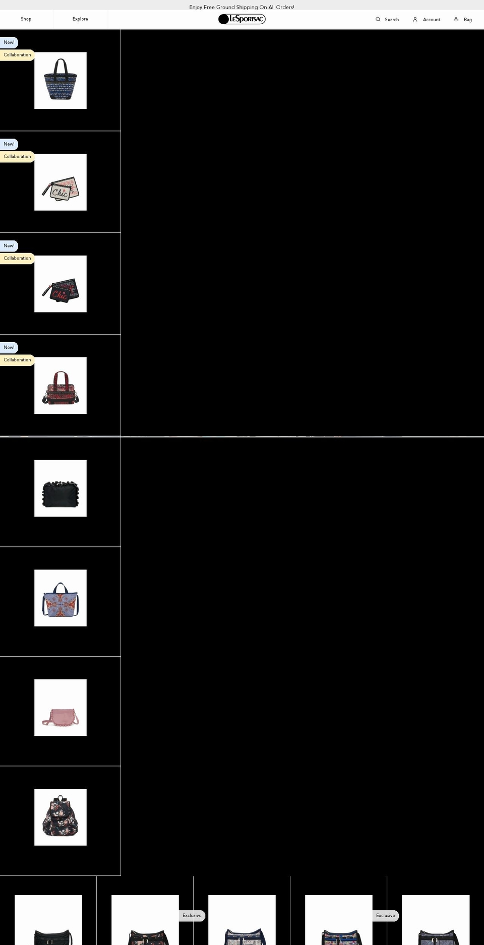 lesportsac.net shopify website screenshot