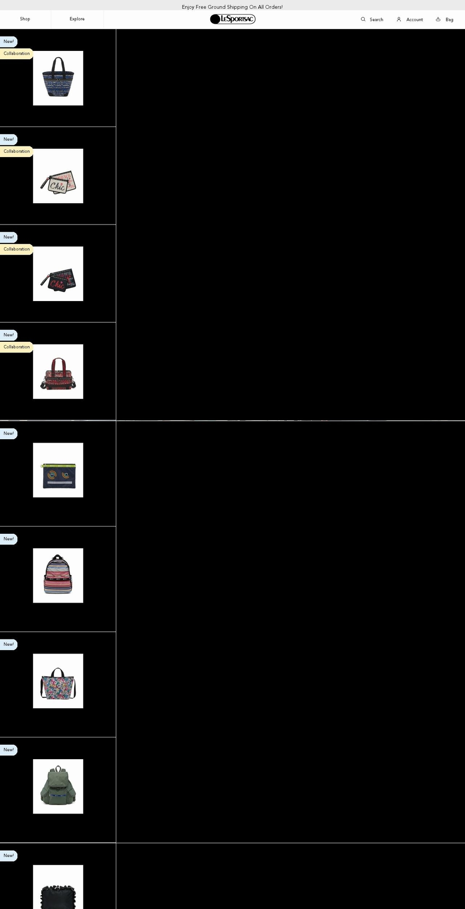 lesportsac.org shopify website screenshot