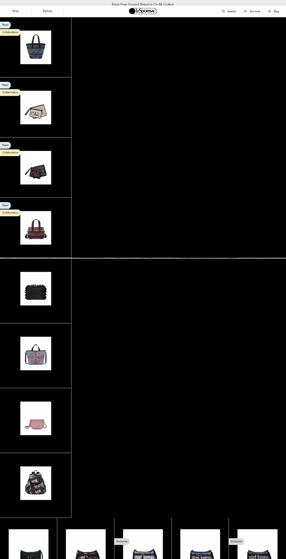 lesportsacglobal.biz shopify website screenshot