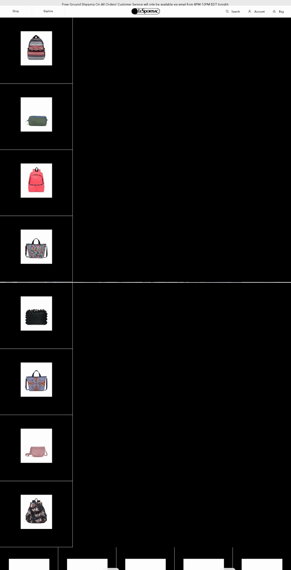 lesportsacglobal.net shopify website screenshot