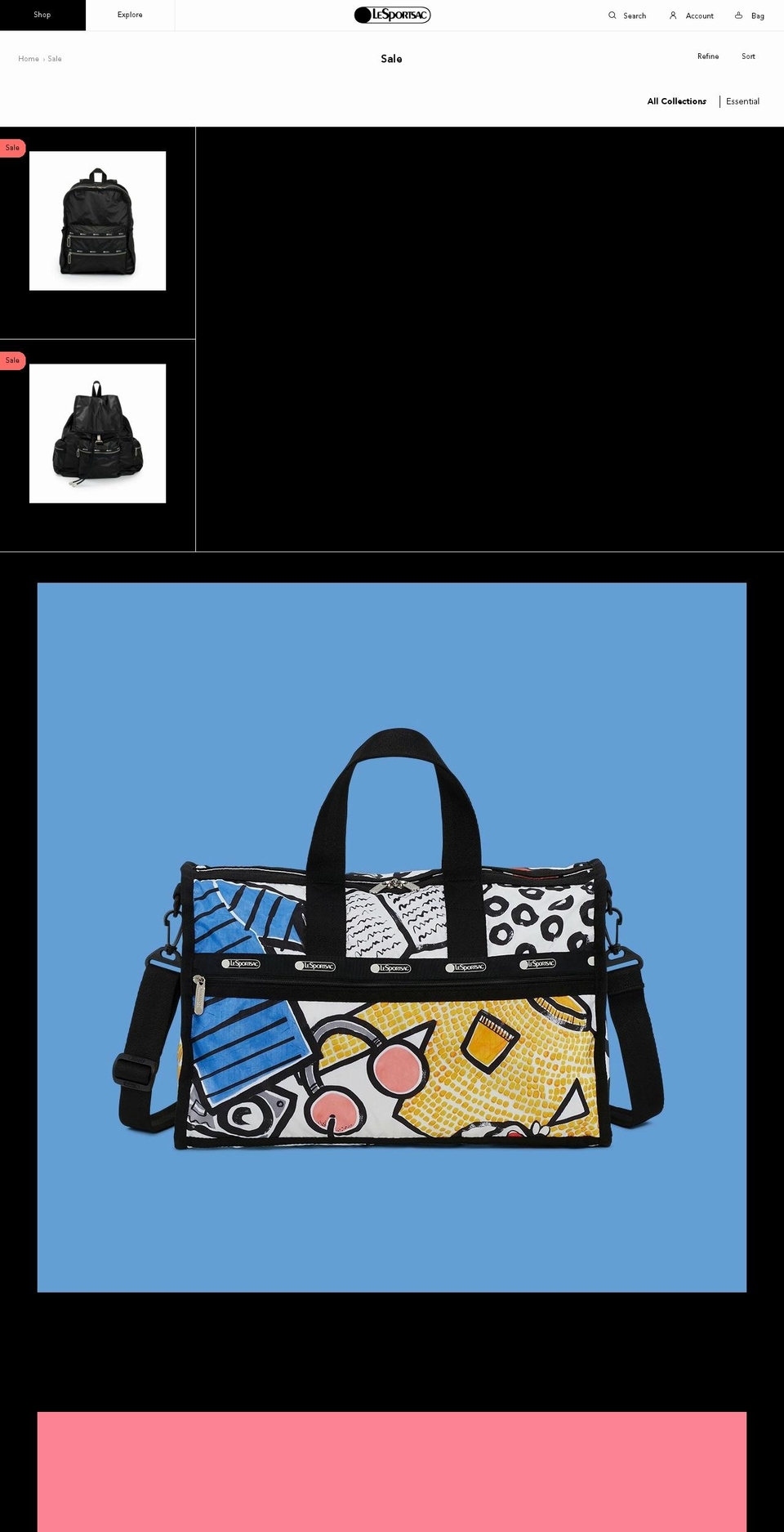 lesportsacspecials.com — Shopify storefront screenshot