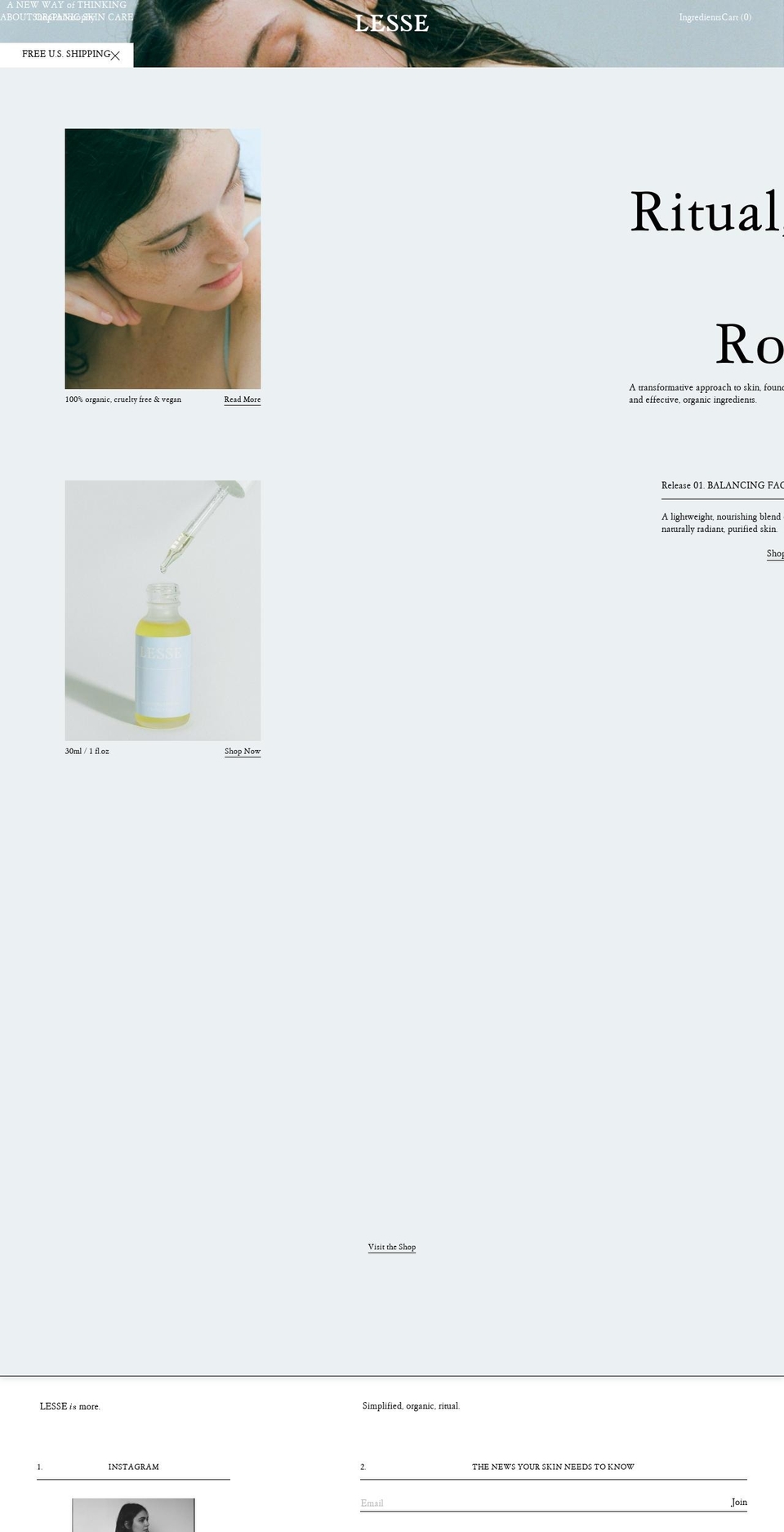 lesseofficial.com shopify website screenshot