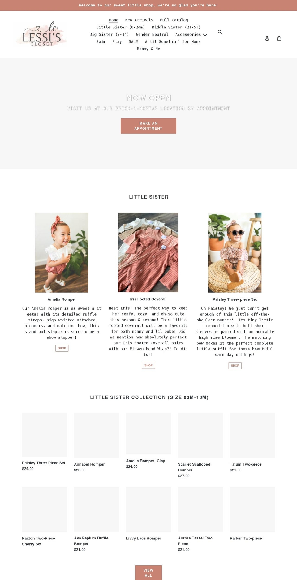 lessiscloset.com shopify website screenshot