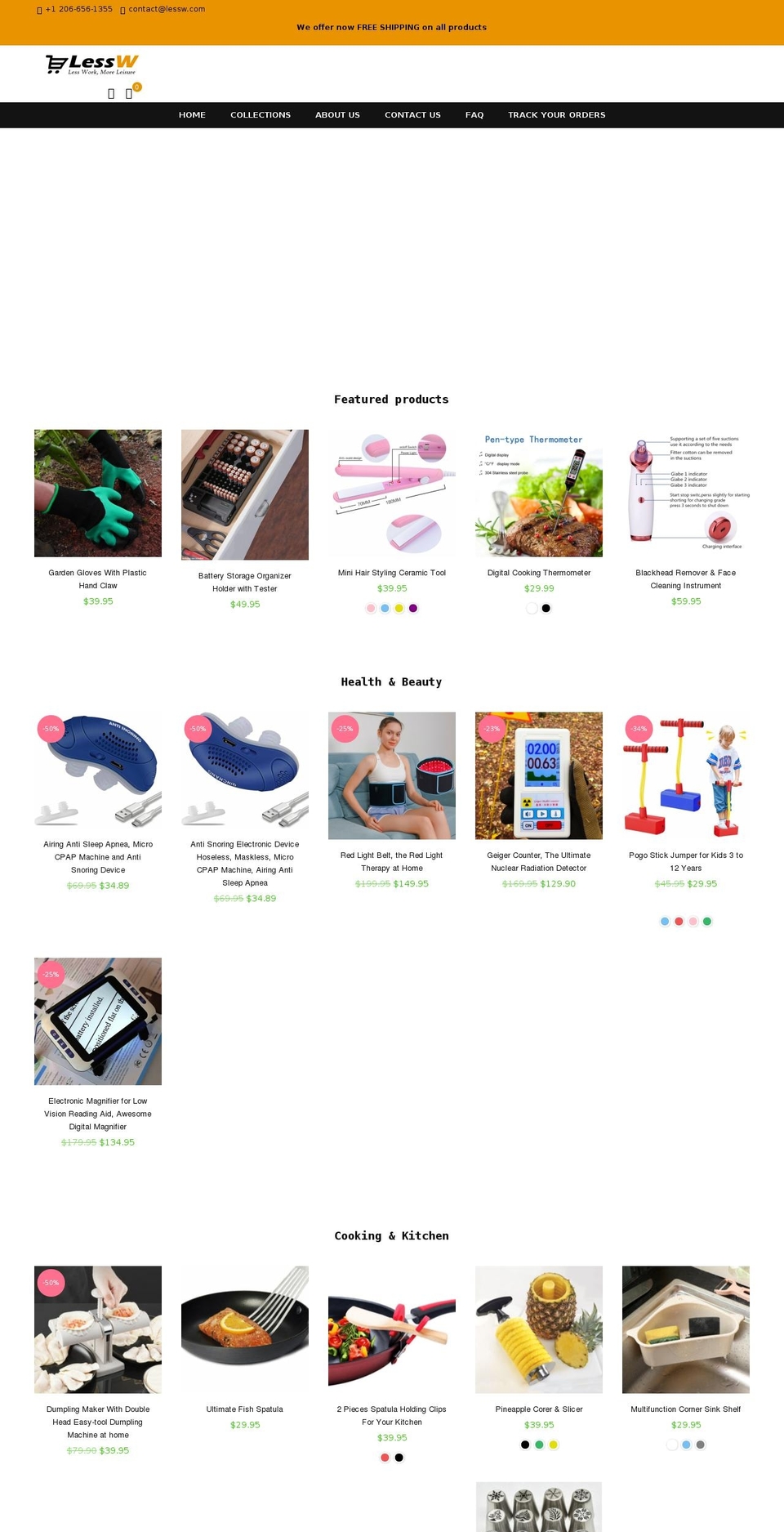 lessw.com shopify website screenshot