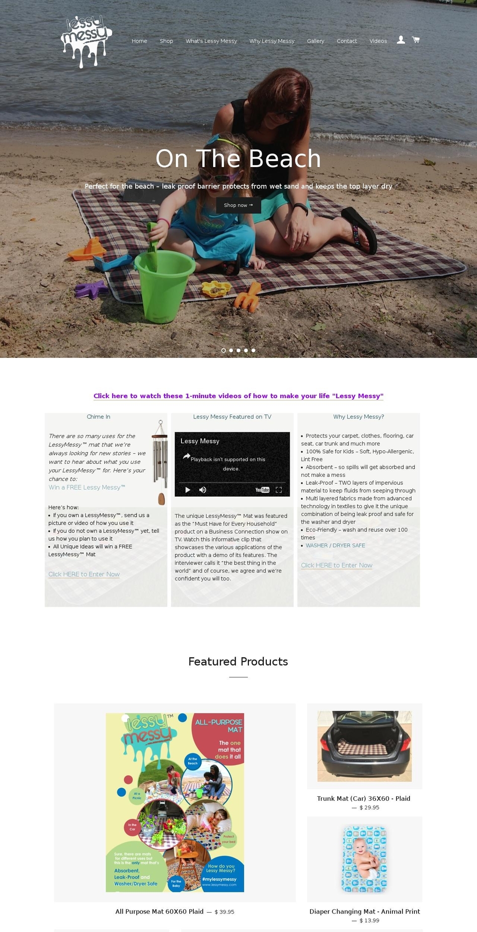 Kalles Shopify theme site example lessymessy.com