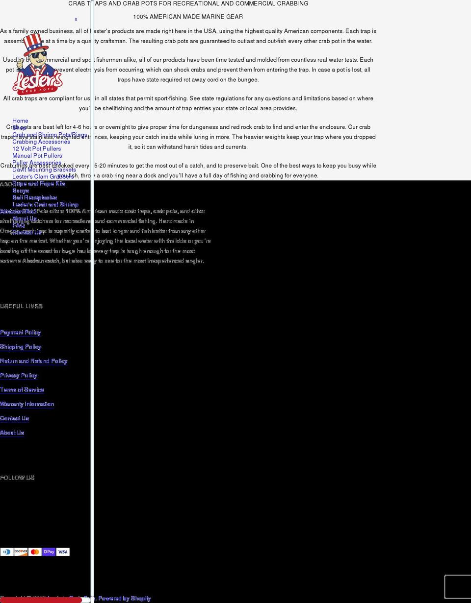 lestersmarinegear.com — Shopify storefront screenshot