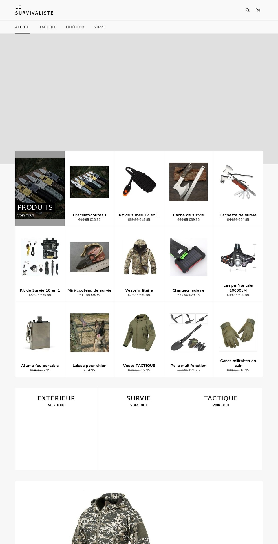 lesurvivaliste.fr shopify website screenshot