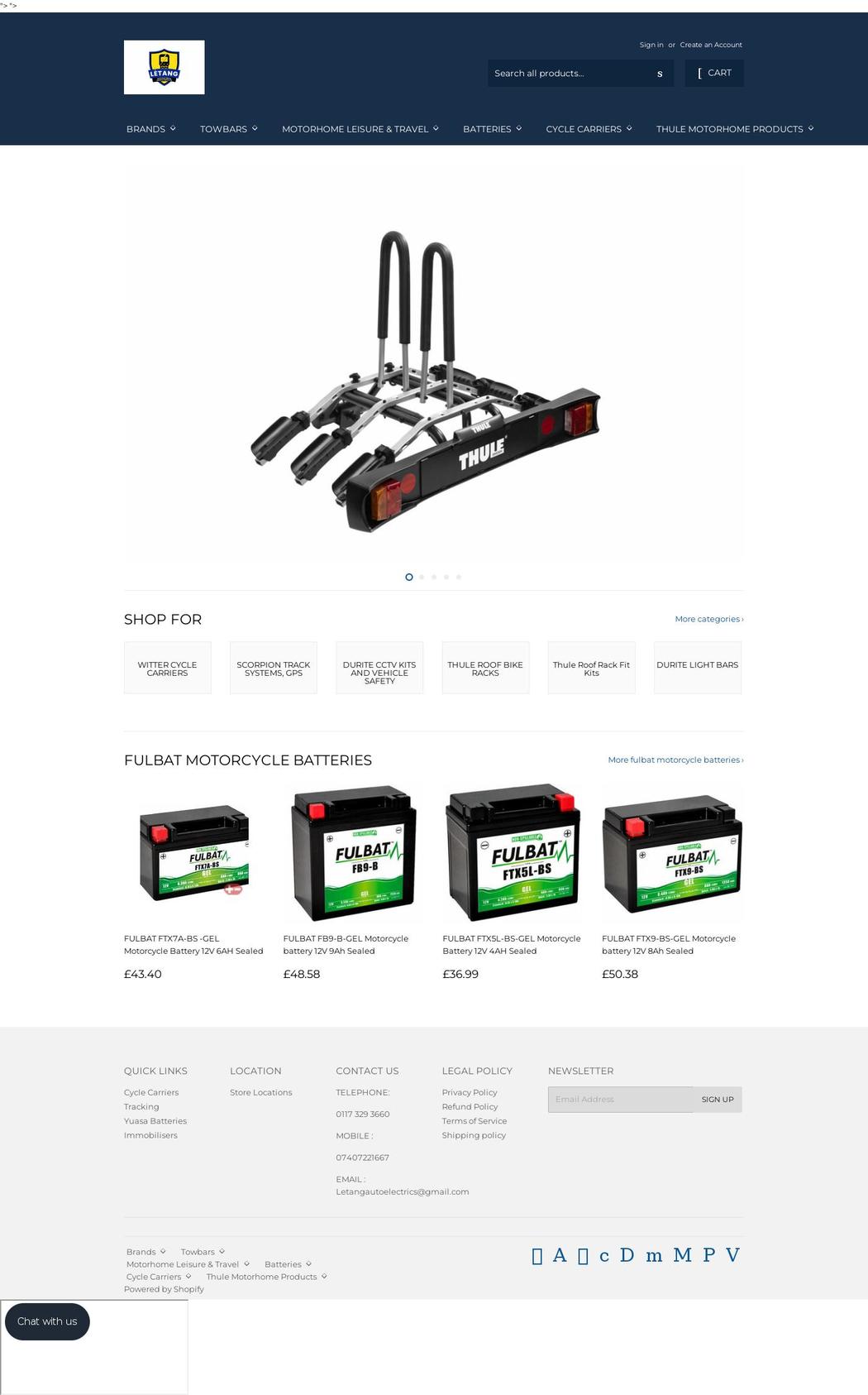 letang-auto-electrical-vehicle-parts.co.uk shopify website screenshot