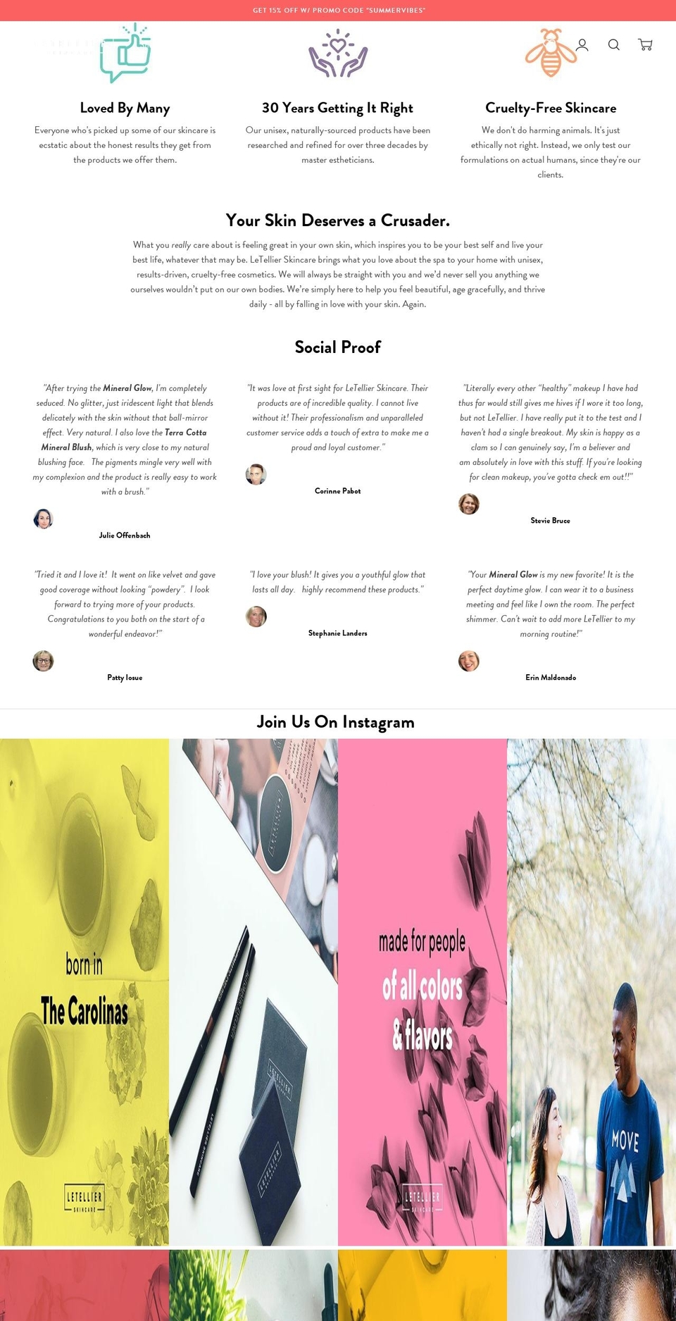 letellierskincare.com shopify website screenshot