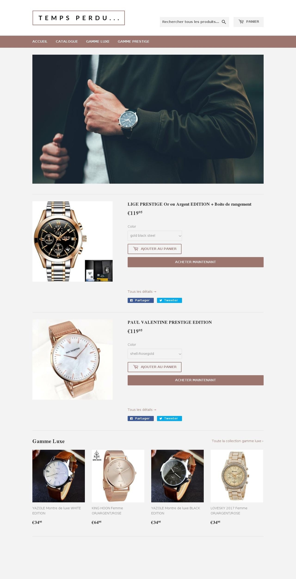 letempsperdu.fr shopify website screenshot