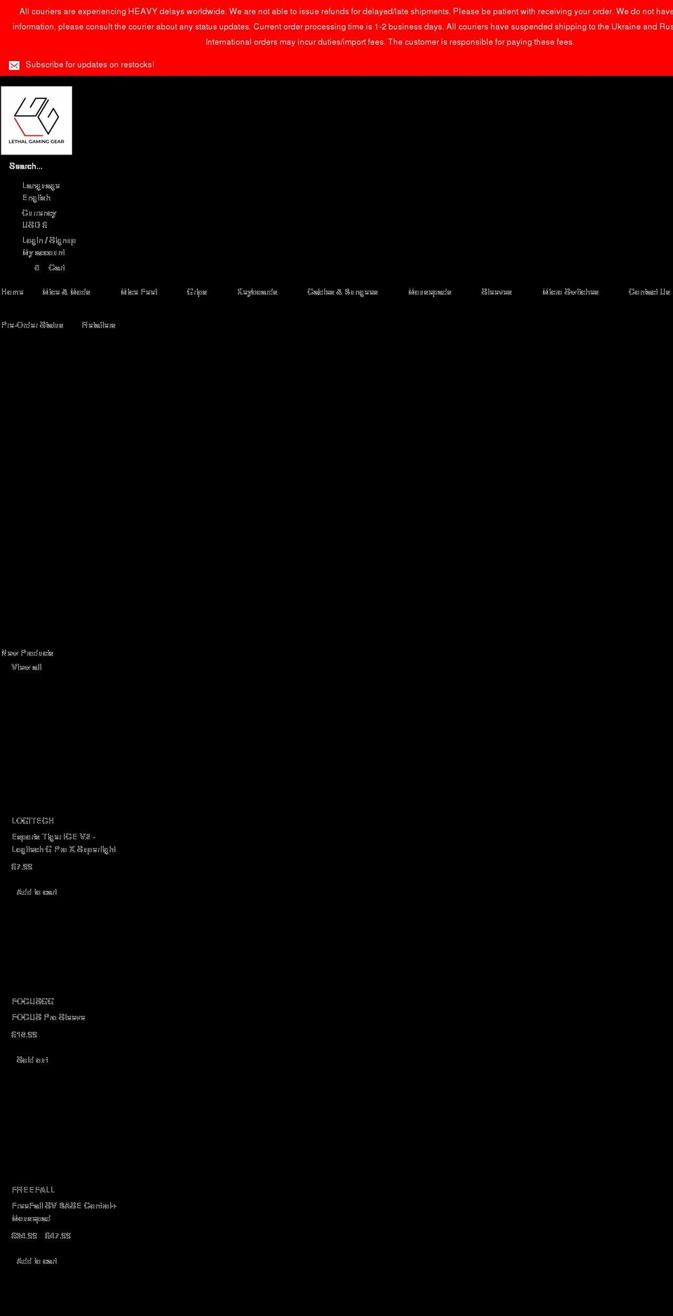 lethalgaminggear.com shopify website screenshot