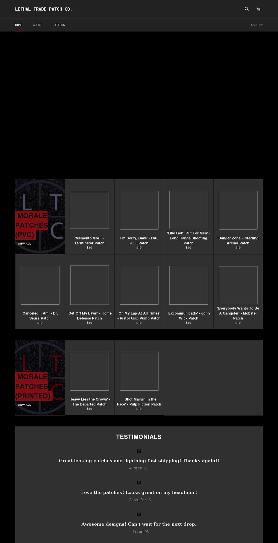 lethaltradepatchco.com shopify website screenshot