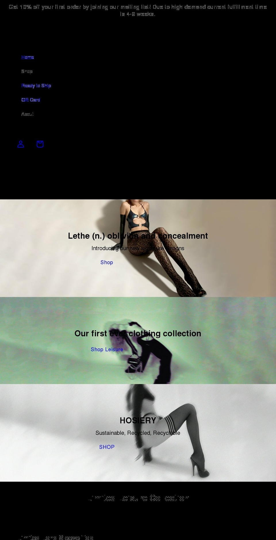 letheintimates.com shopify website screenshot