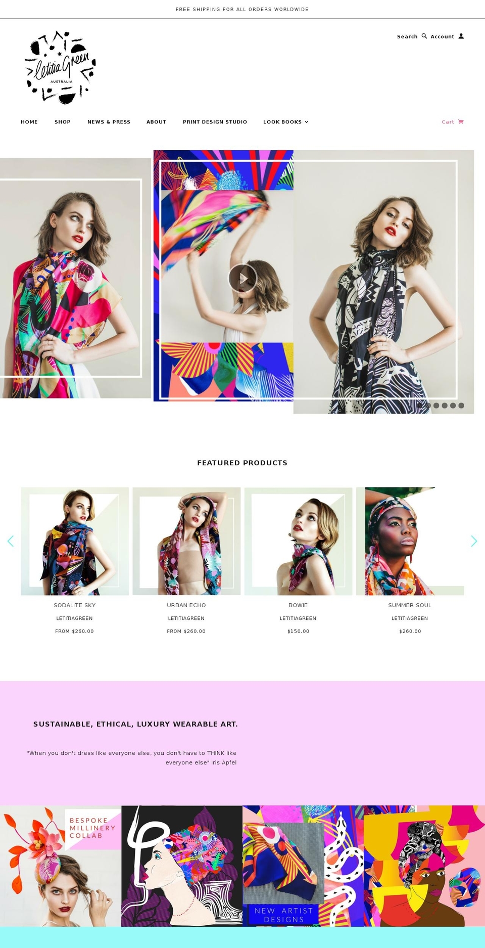 letitiagreen.com shopify website screenshot