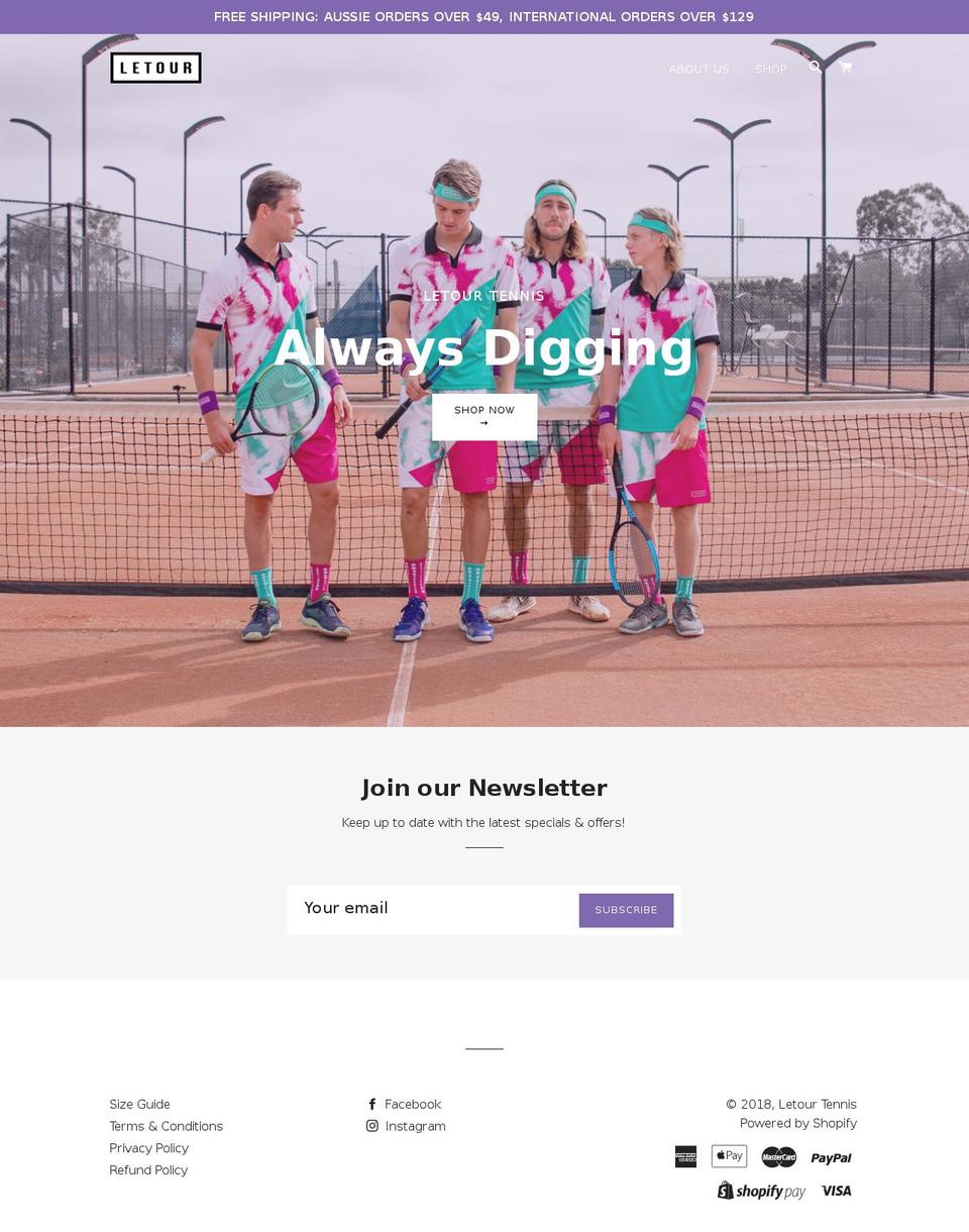 letourtennis.com — Shopify storefront screenshot