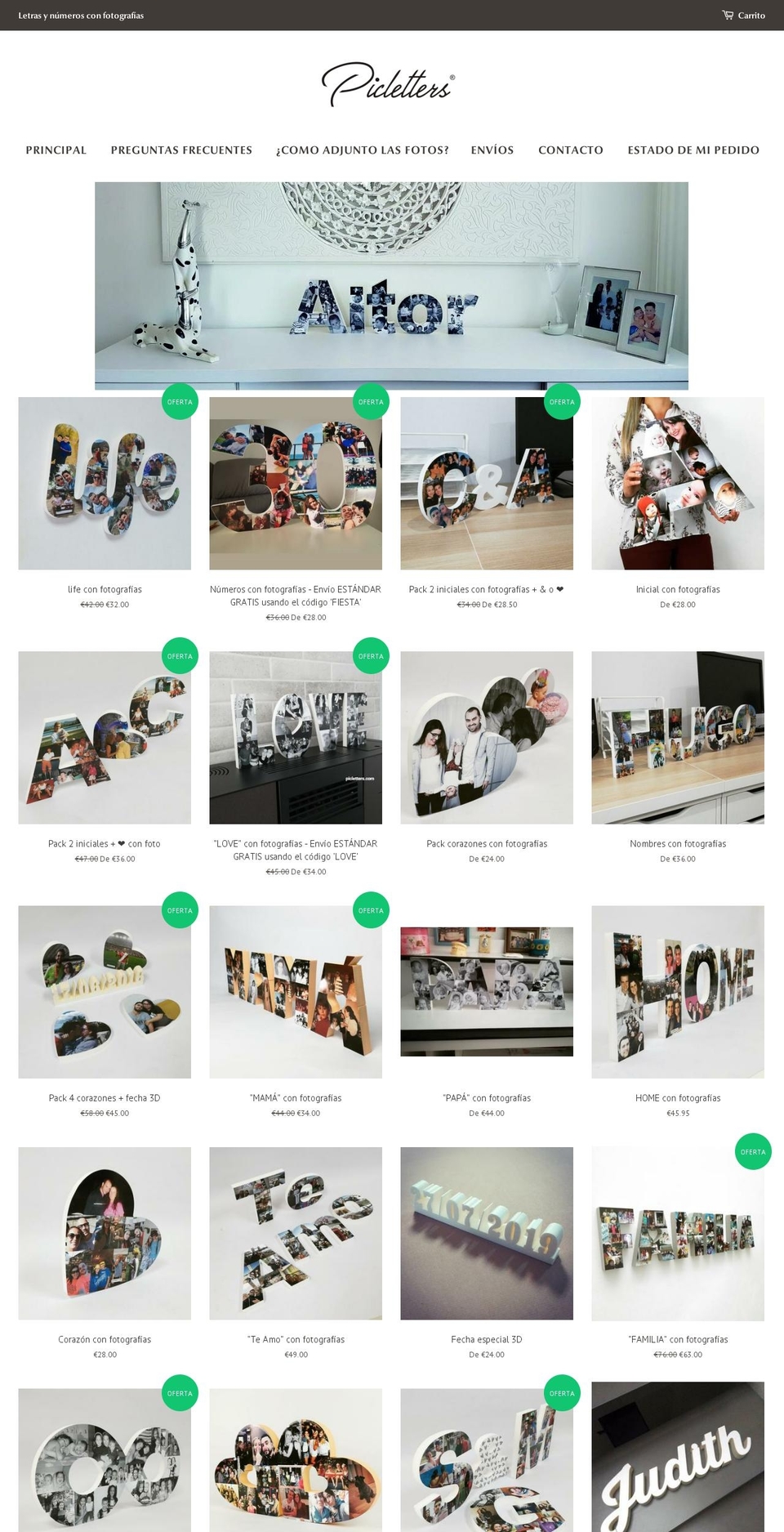 letrasconfotos.com — Shopify storefront screenshot