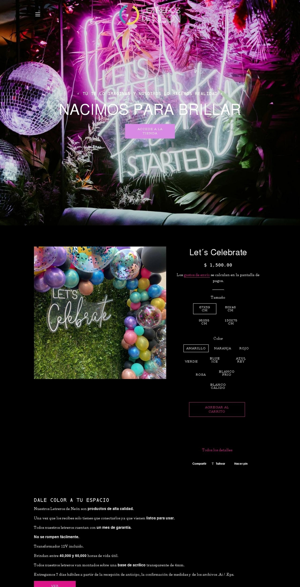 letrerosdeneon.com shopify website screenshot