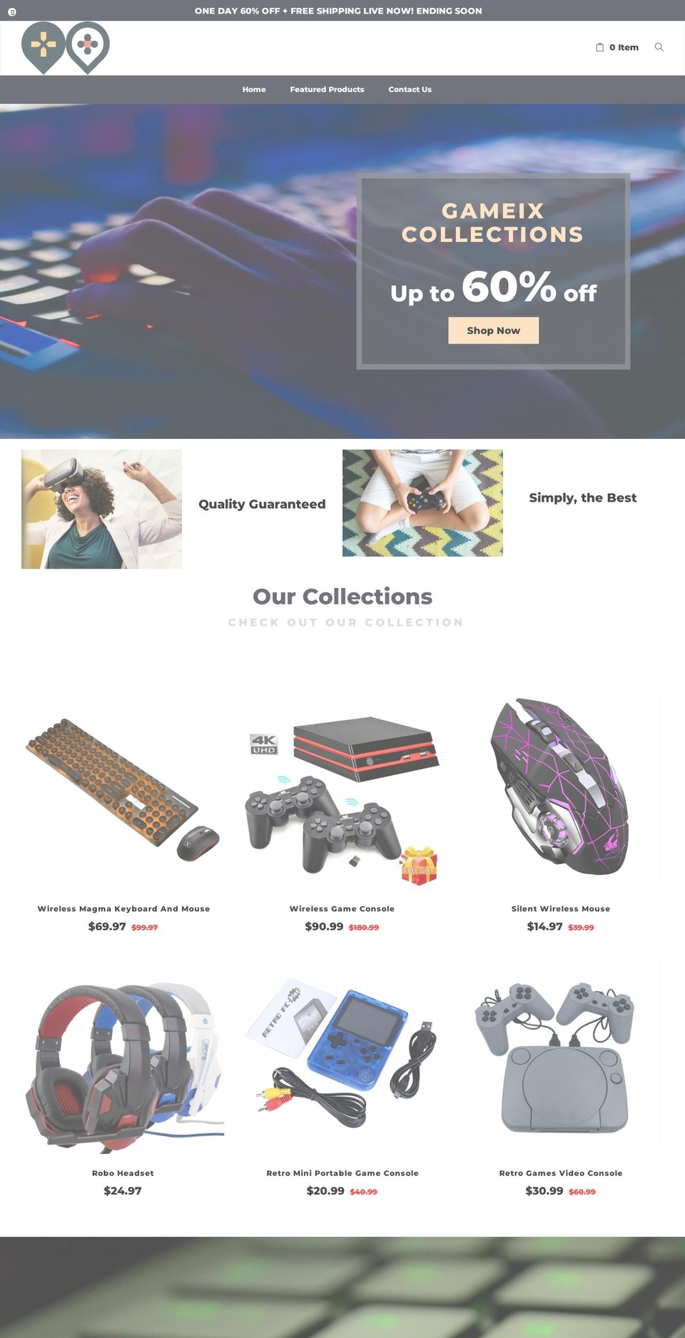 Gaming Shopify theme site example letsbegame.com