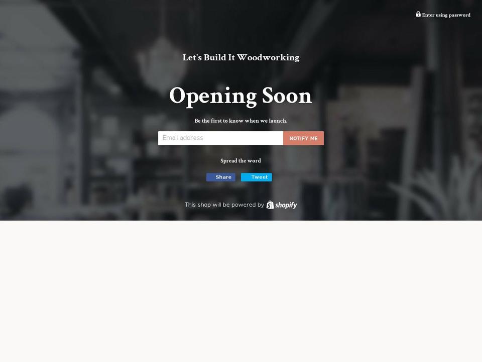 letsbuilditwoodworking.com — Shopify storefront screenshot