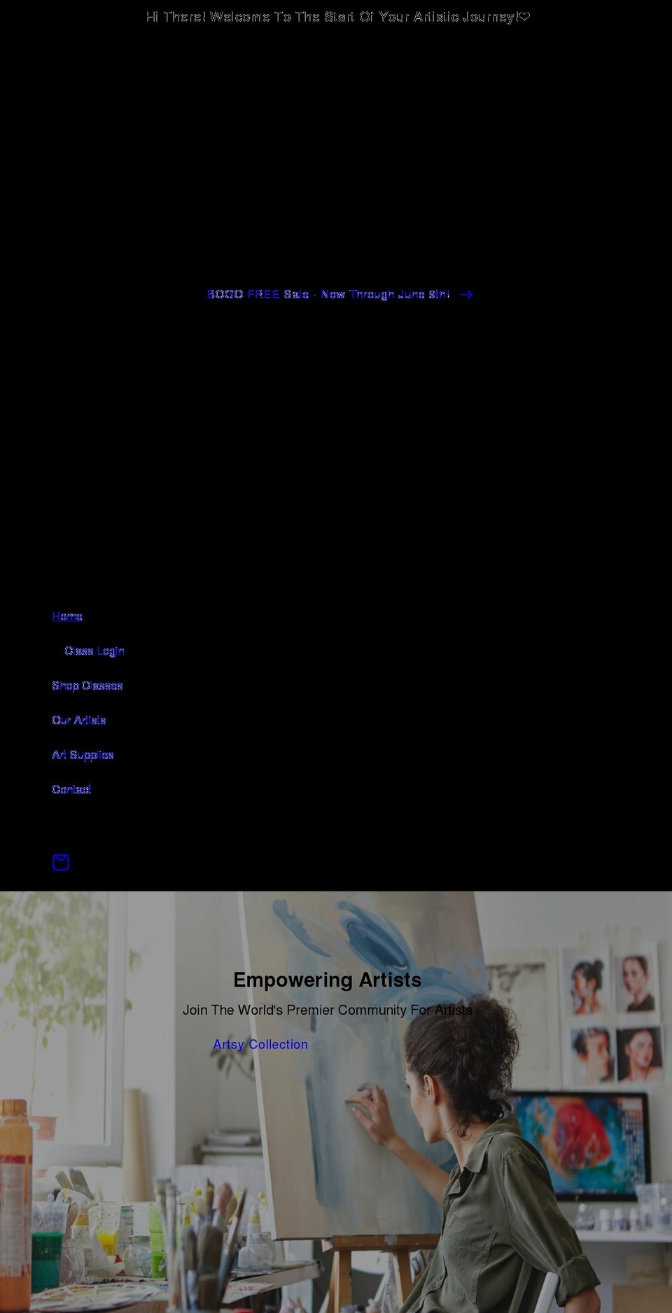 letsgetartsy.com shopify website screenshot