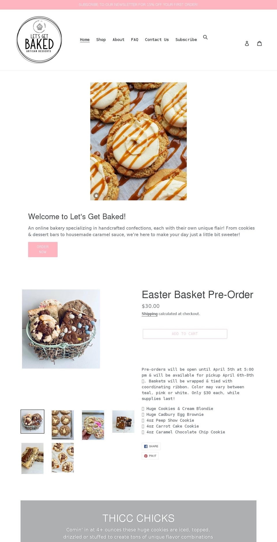 letsgetbakedartisandesserts.com shopify website screenshot