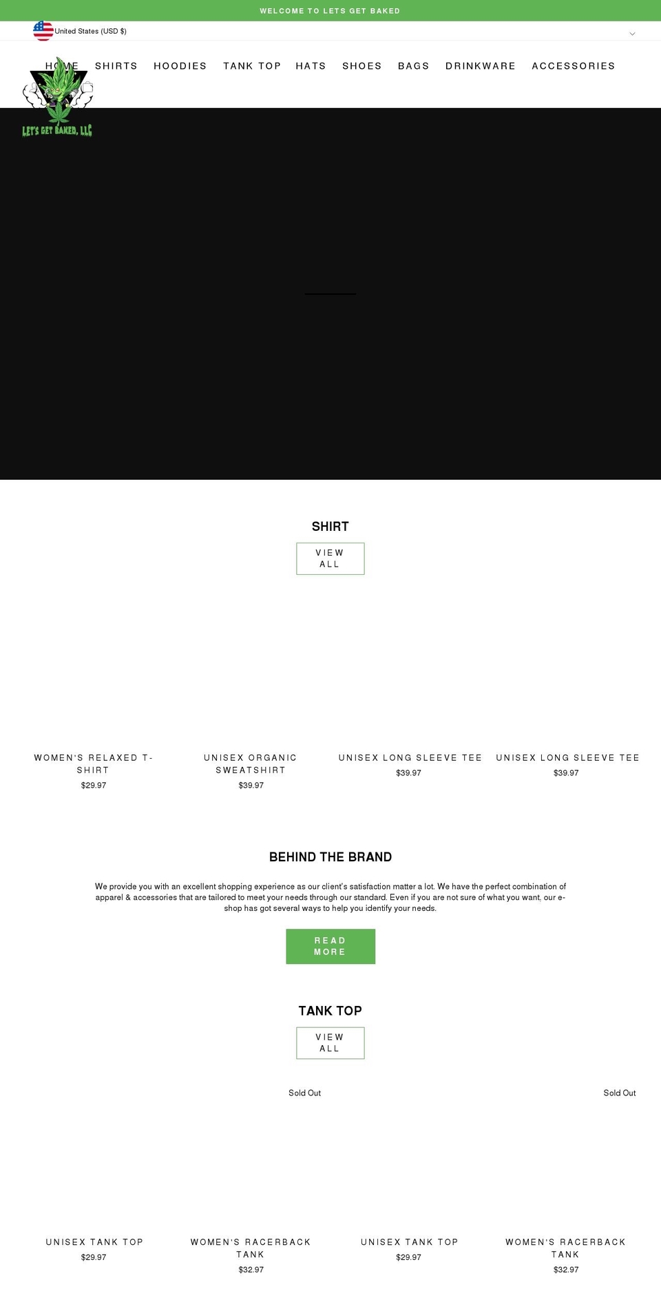 letsgetbakedllc.com shopify website screenshot