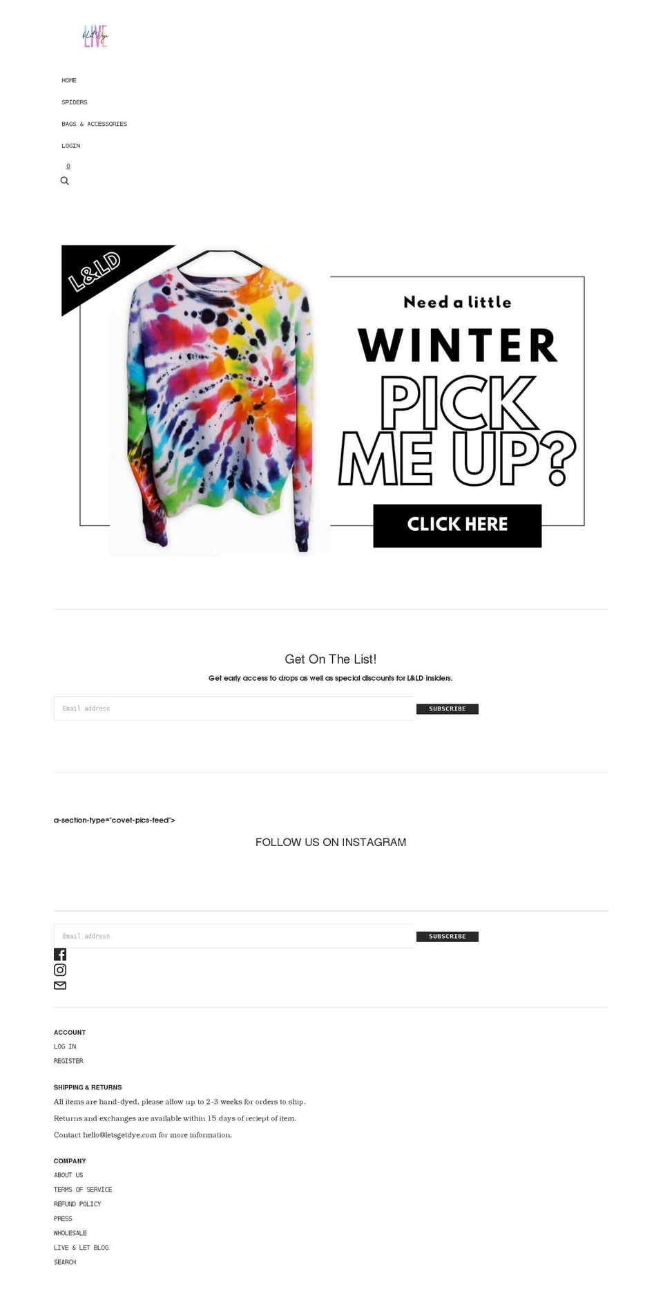 letsgetdye.com shopify website screenshot