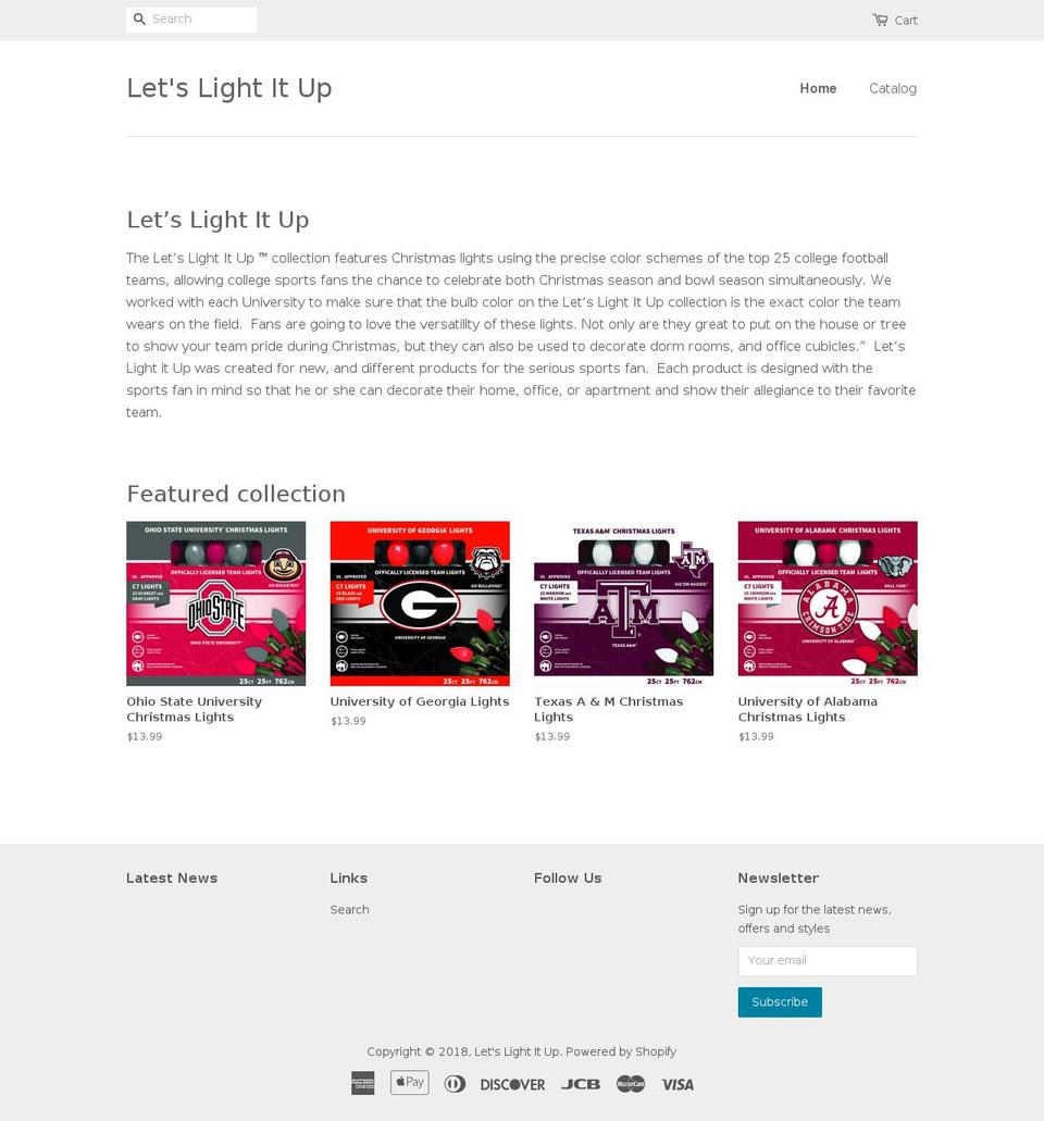 letslightitupcompany.com — Shopify storefront screenshot