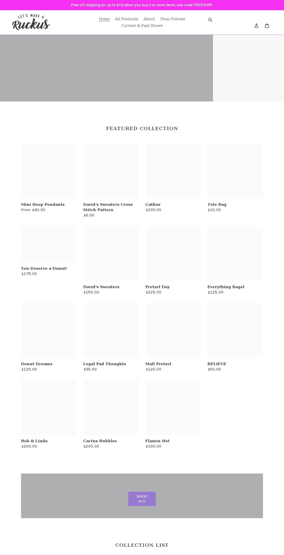 letsmakearuckus.com shopify website screenshot