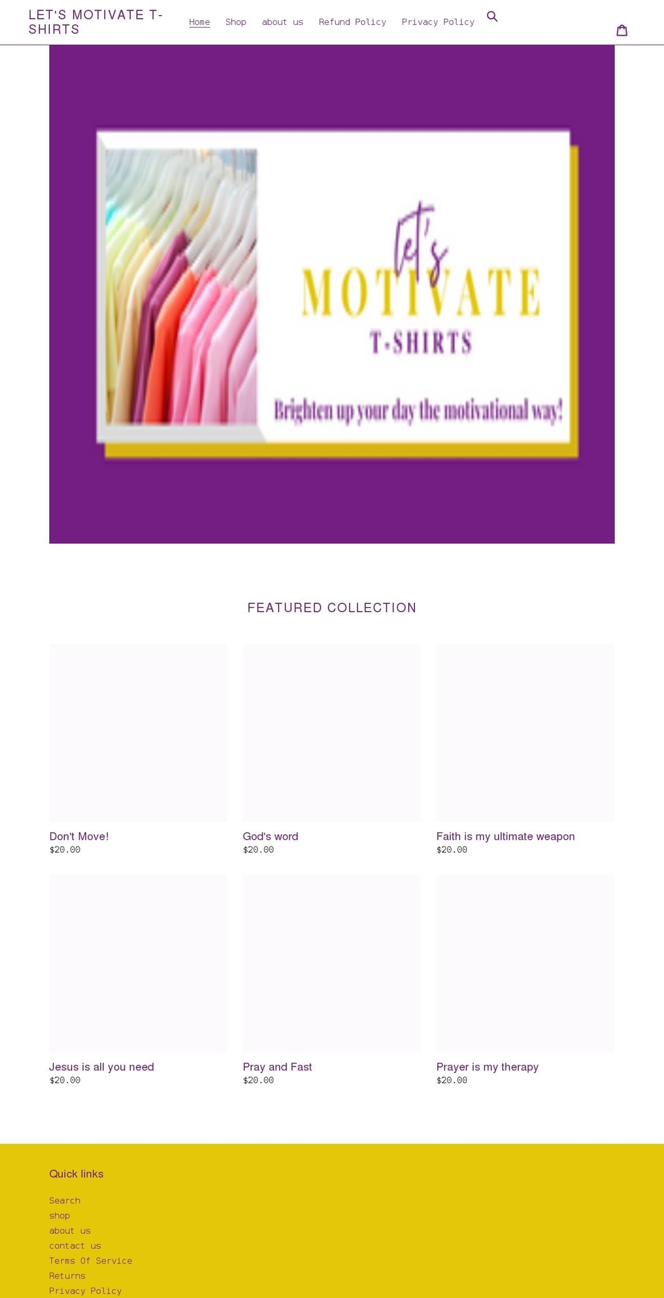 letsmotivatetshirts.com shopify website screenshot