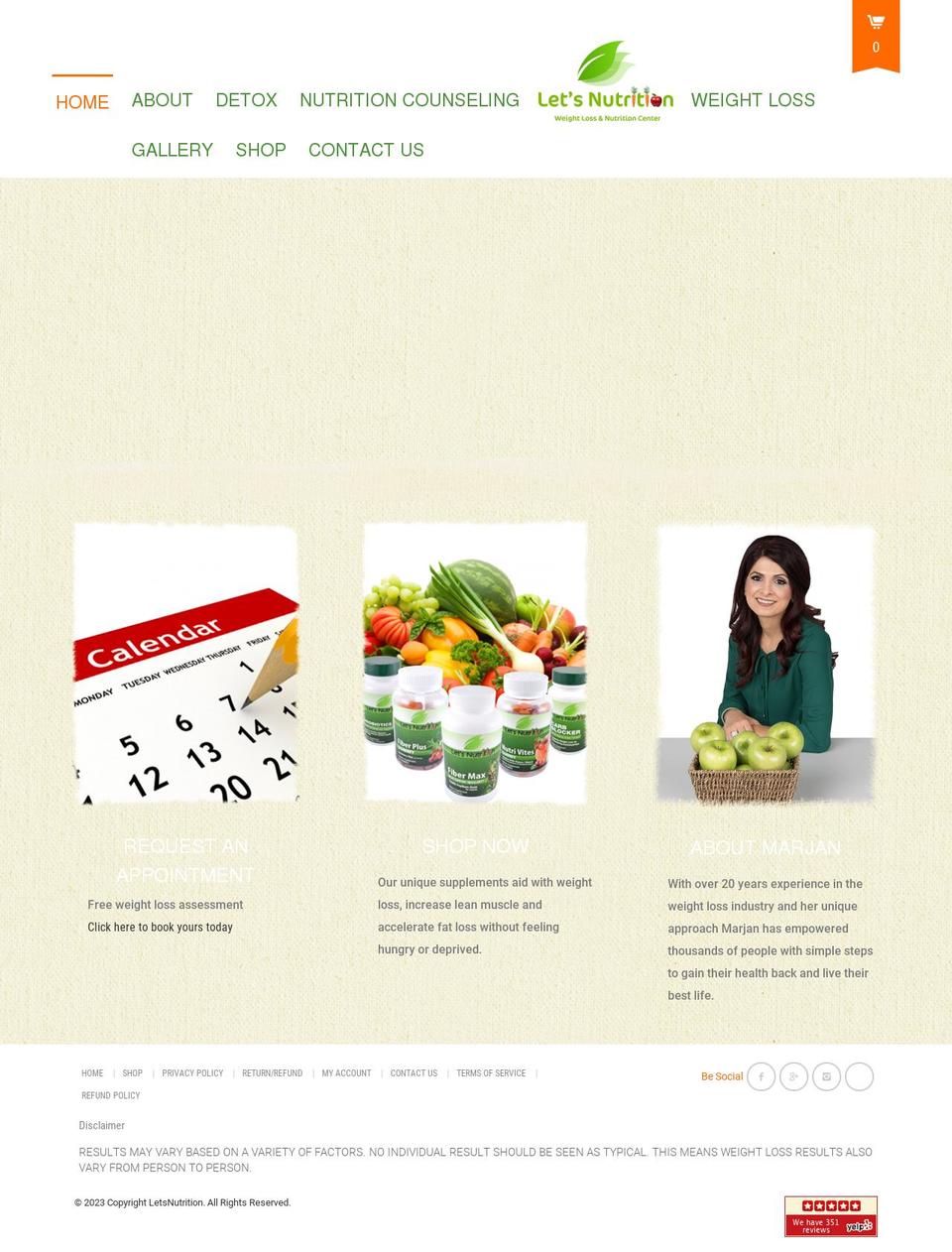 letsnutrition.com shopify website screenshot