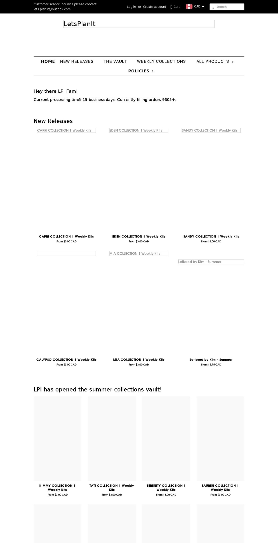 letsplanit.ca shopify website screenshot